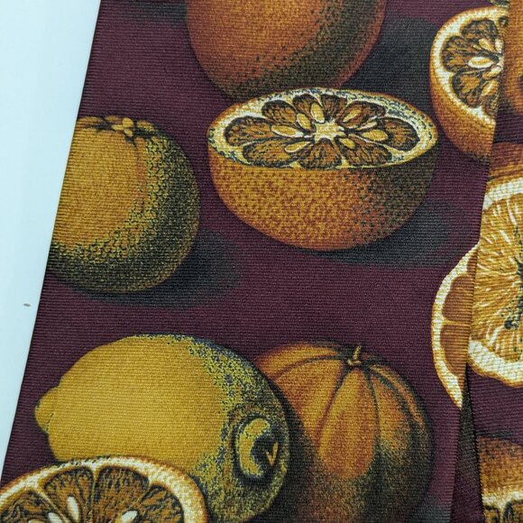 Yves Saint Laurent Vintage Silk Tie Orange Citrus Pattern - Picture 9 of 9